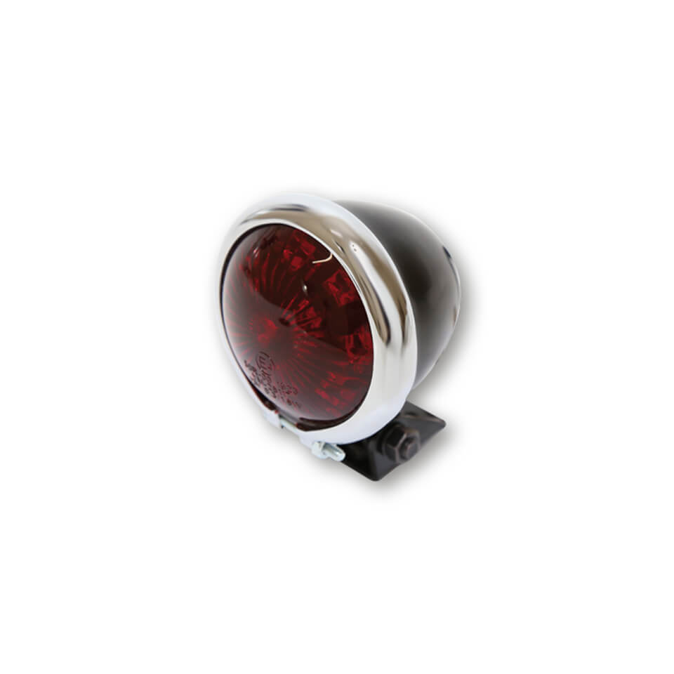 SHIN YO LED taillight BATES STYLE, black housing with chrome frame, red glass, black