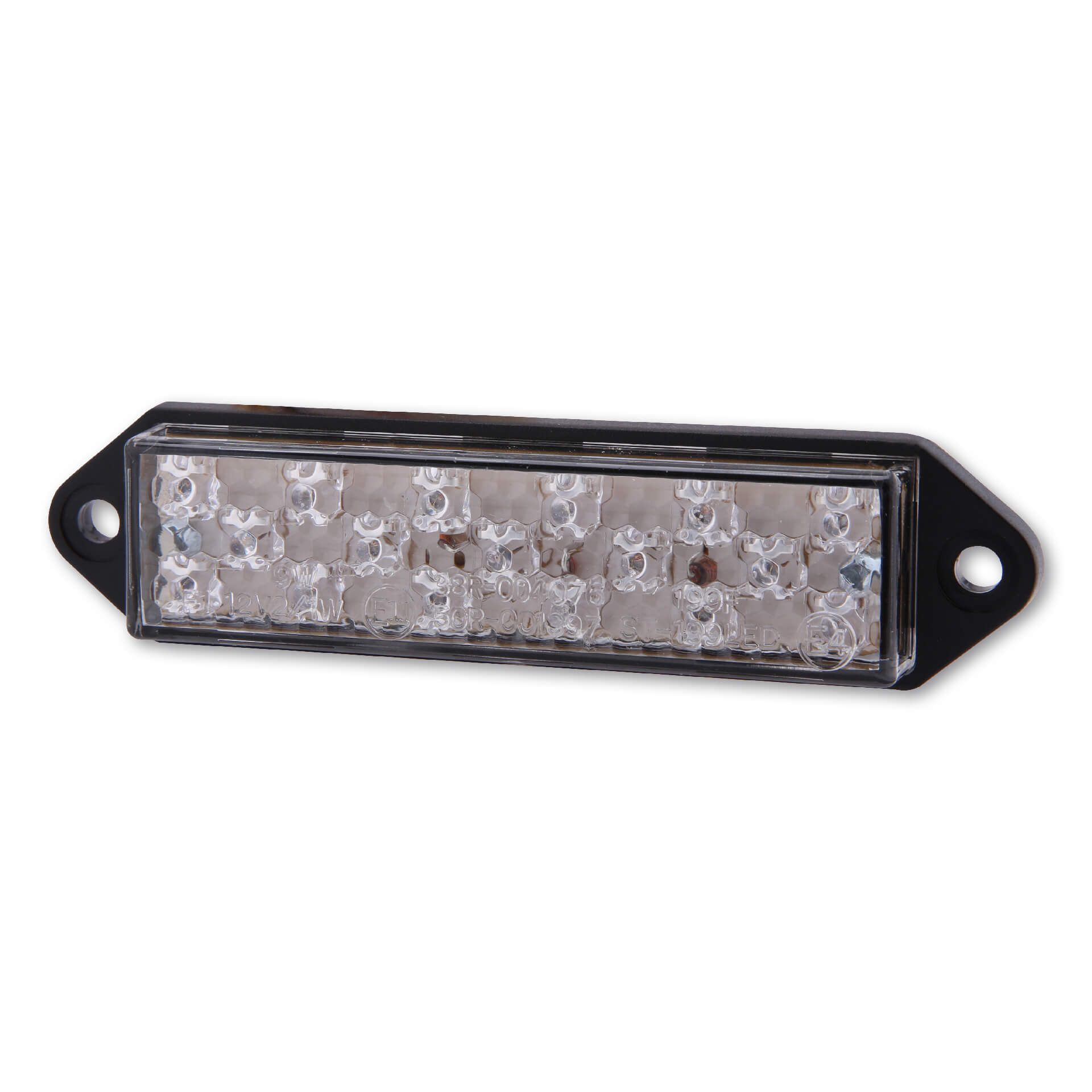 SHIN YO LED taillight, SUPERFLAT, clear glass, with fixing straps, E-approved, black, black