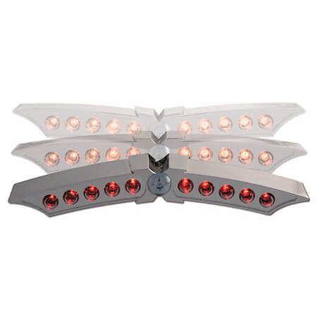 SHIN YO LED taillight X-WING, chrome-plated housing, E-tested, silver, silver