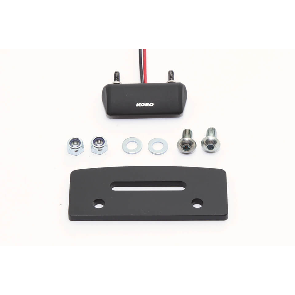 HIGHSIDER Aluminium mounting plate with LED licence plate light 256-013, black, black