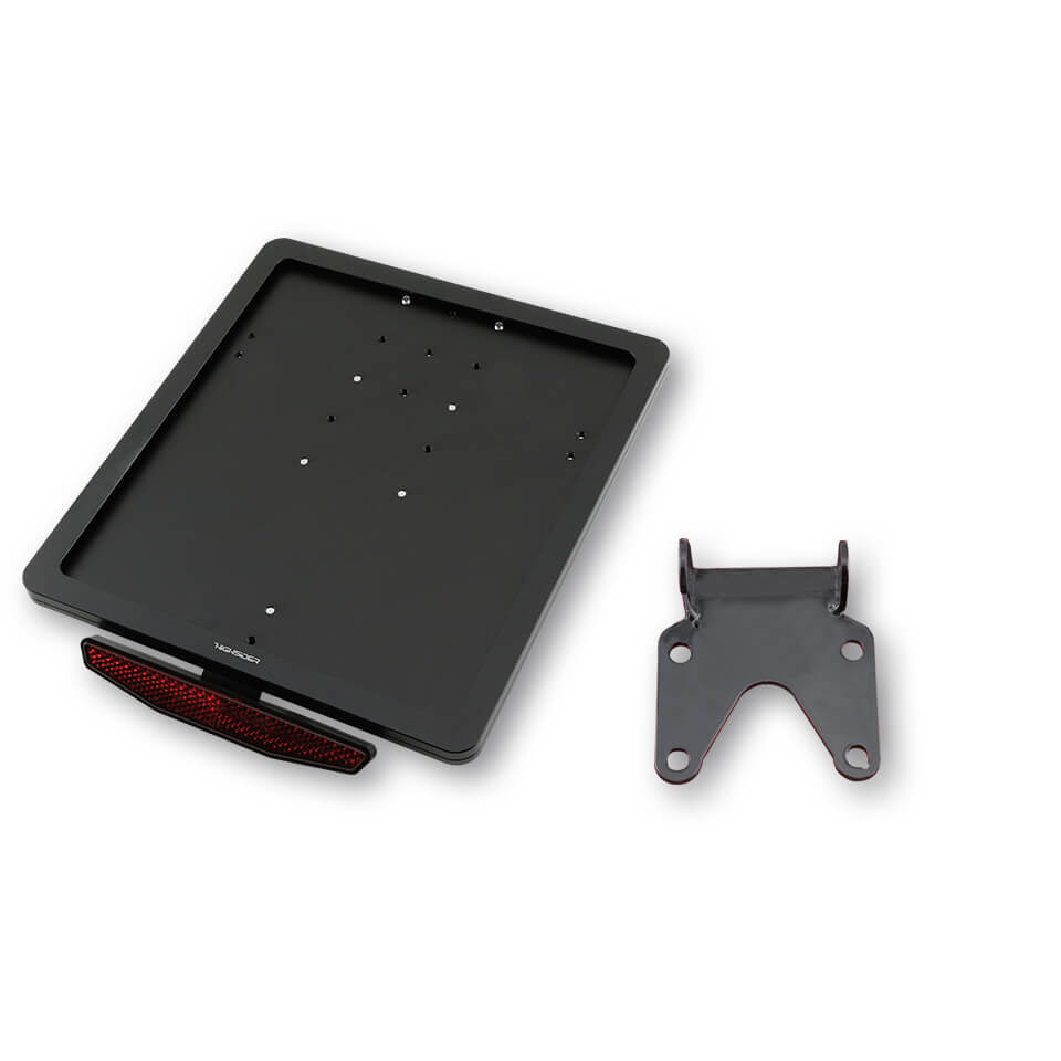 HIGHSIDER CNC license plate mounting plate with Uni holder type 1, black anodized