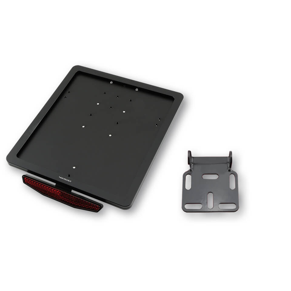 HIGHSIDER CNC license plate holding plate with Uni holder type 2, black anodized, black