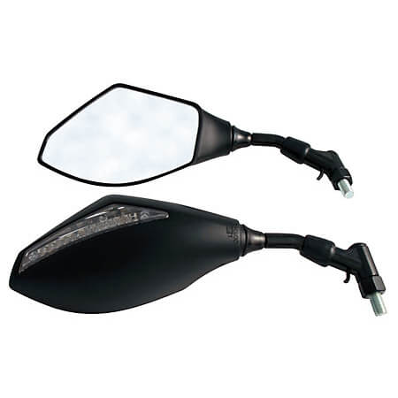 Mirror with LED indicators, black, black