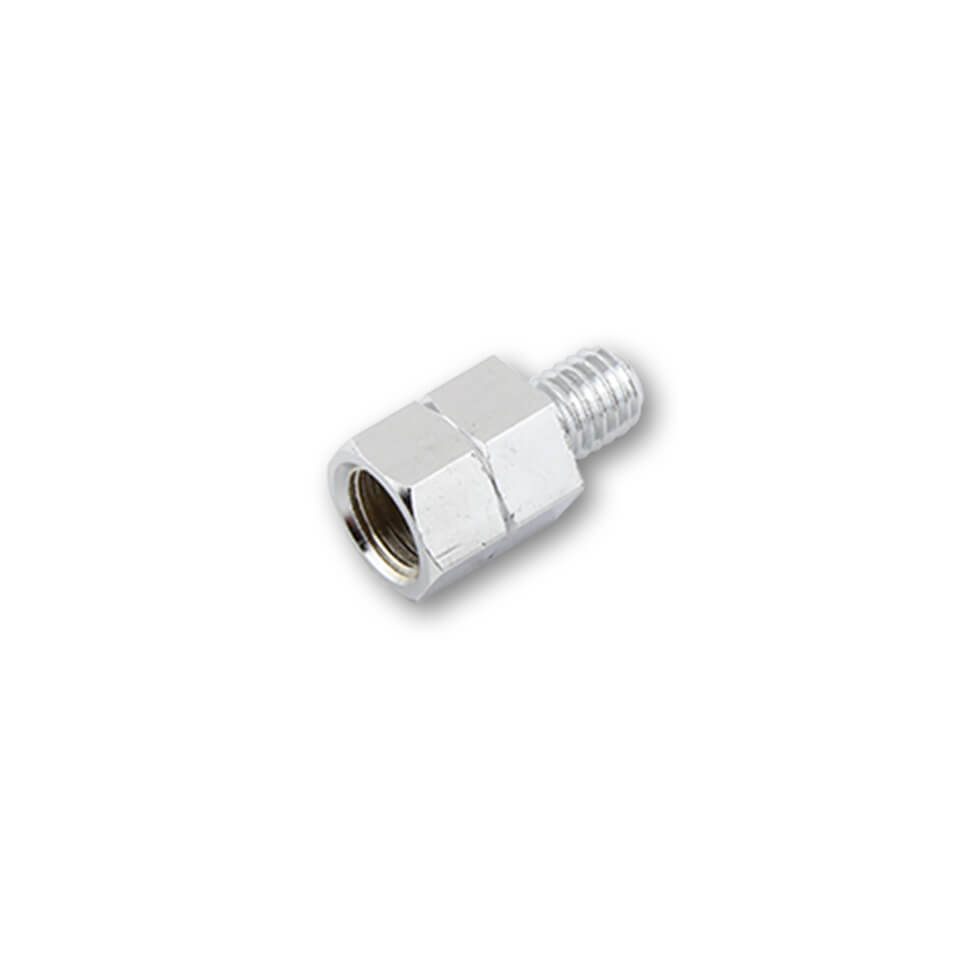 Mirror adapter hole M10 right on bolt M8 left chrome plated, silver, silver
