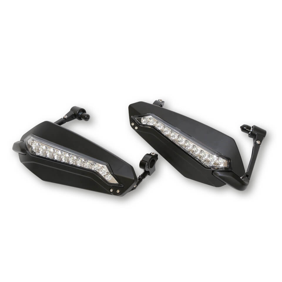 HIGHSIDER Hand protectors with LED daytime running light, black, black