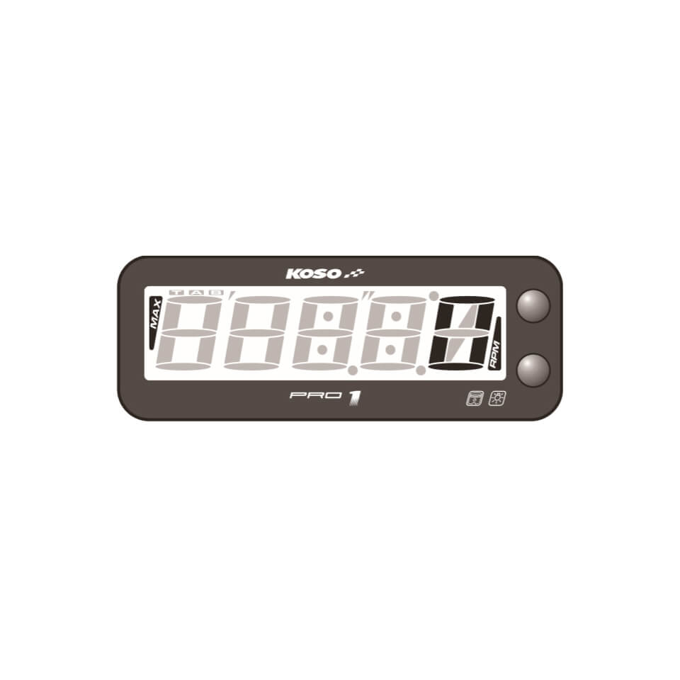 KOSO Digital revolution counter PRO-1, 20000 rpm, black, black