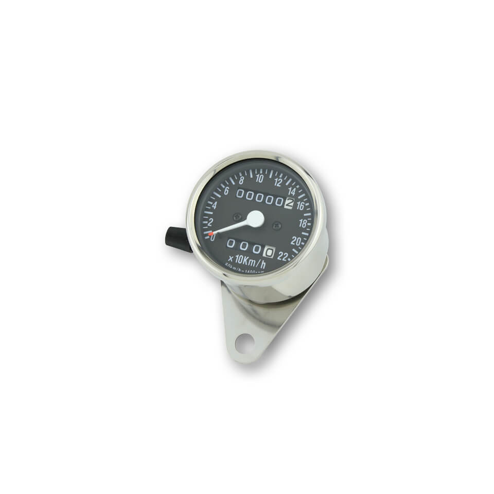 stainless steel speedo, 1400 RPM, Ø 60 mm, dial black, white illumination, black-silver, black-silver