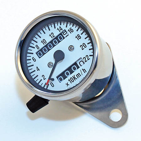 Stainless steel speedometer, white-silver, white-silver