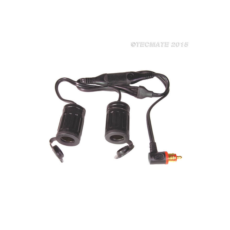 OPTIMATE Adapter Motorrad 90° Stecker auf 2x Autosteckdose (No.36