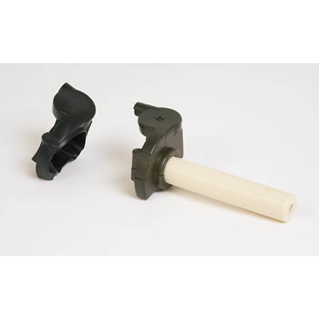 Throttle handle for ATV+MX made of aluminium with rubber protection, short stroke 90°, black., black