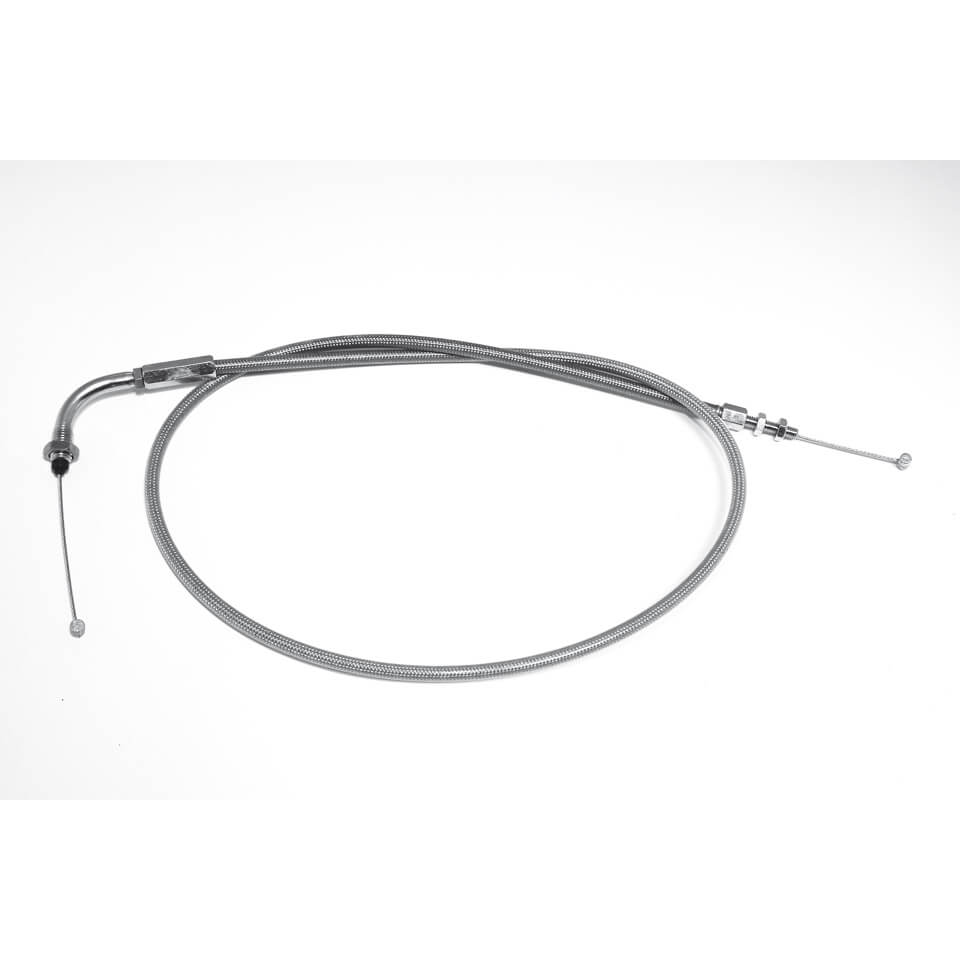 Steel flex gaszug opening, HONDA VT600 C, 150mm extended., silver, silver