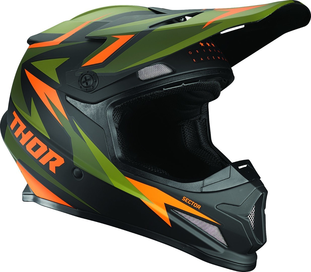 Thor Sector Warship Motocross Helmet, black-green-orange, Size M, black-green-orange, Size M