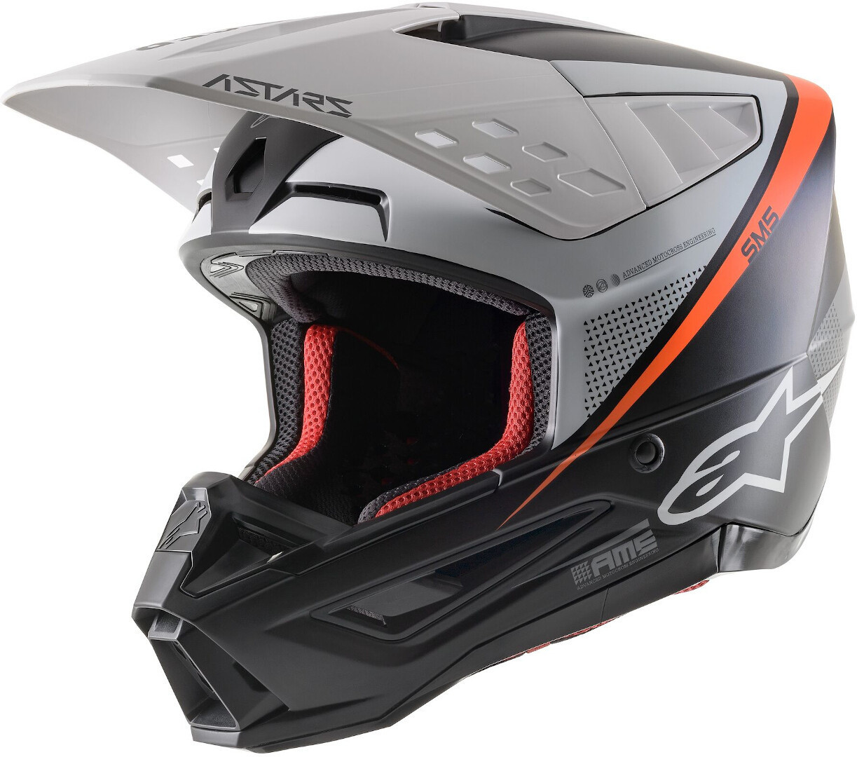 Alpinestars S-M5 Rayon Motorcross Helm, zwart-grijs, afmeting XS