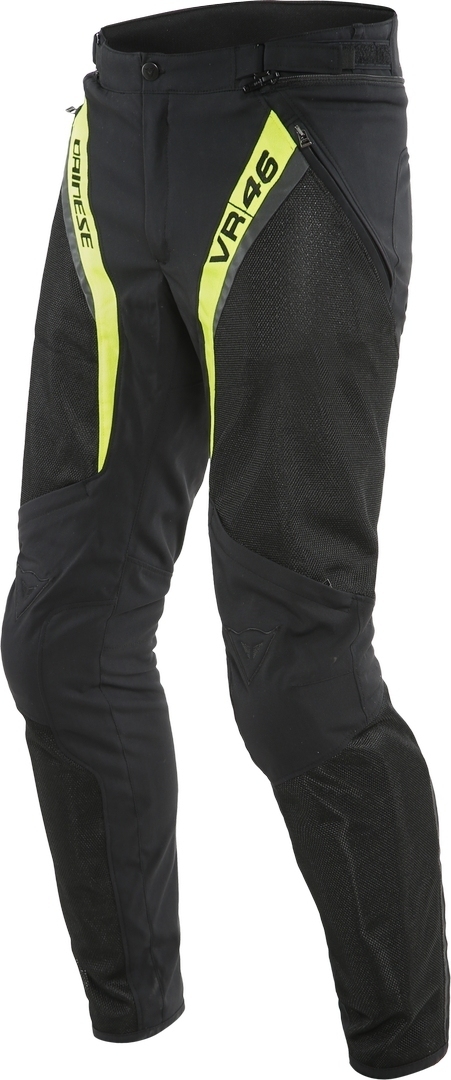 Dainese VR46 Grid Air Tex Perforerade Motorcykel Textil Byxor, svart-gul, storlek 50