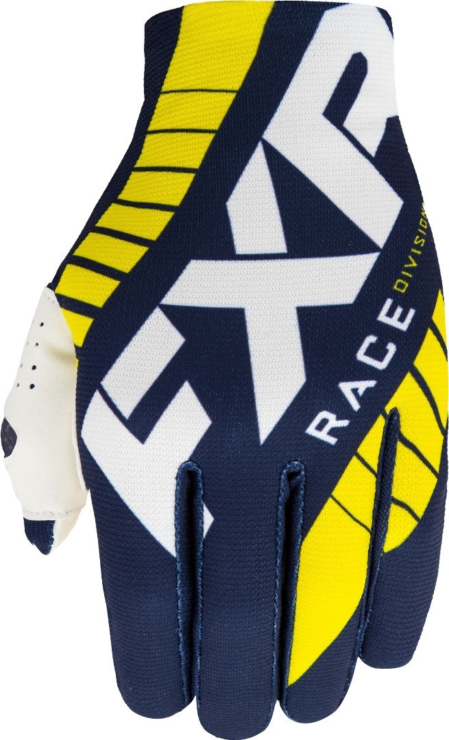 FXR Slip-On Lite MX Gear Motocross Gloves, white-blue-yellow, Size M, white-blue-yellow, Size M