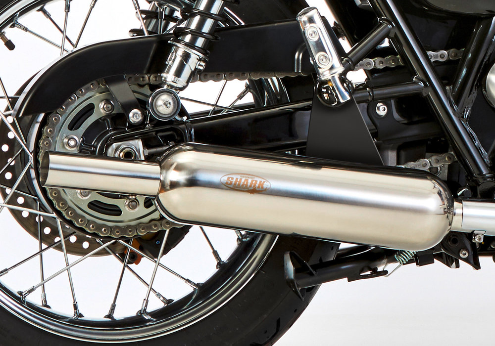 SHARK EXHAUST Retro Classic con gatto ad alta lucentezza lucidato in acciaio inox