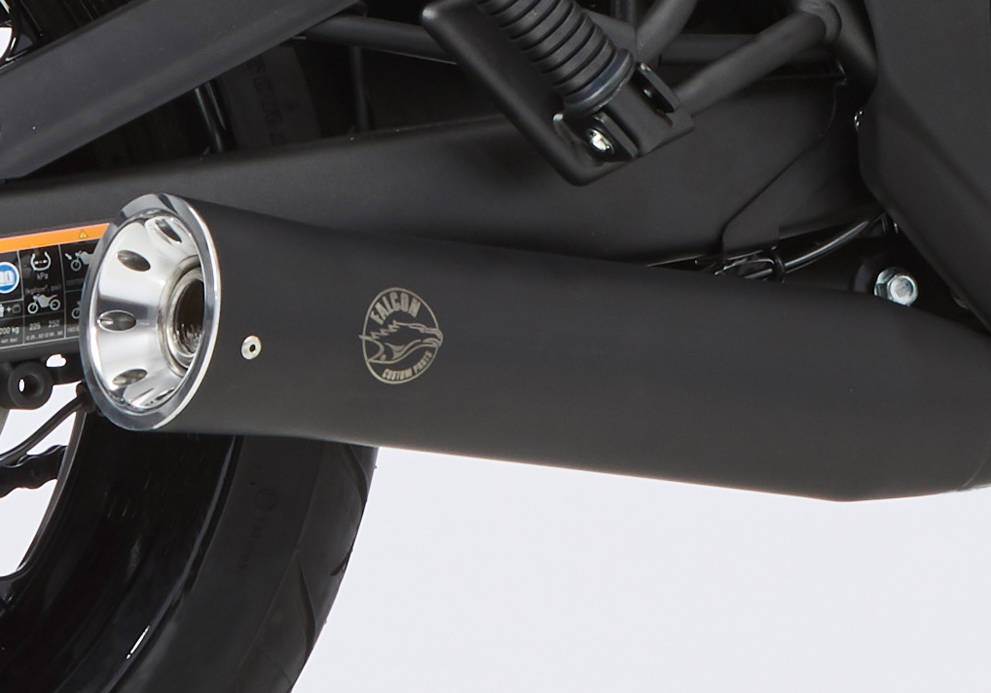 FALCON Double Groove complete exhaust system coated stainless steel silencer matt black / manifold polished, black