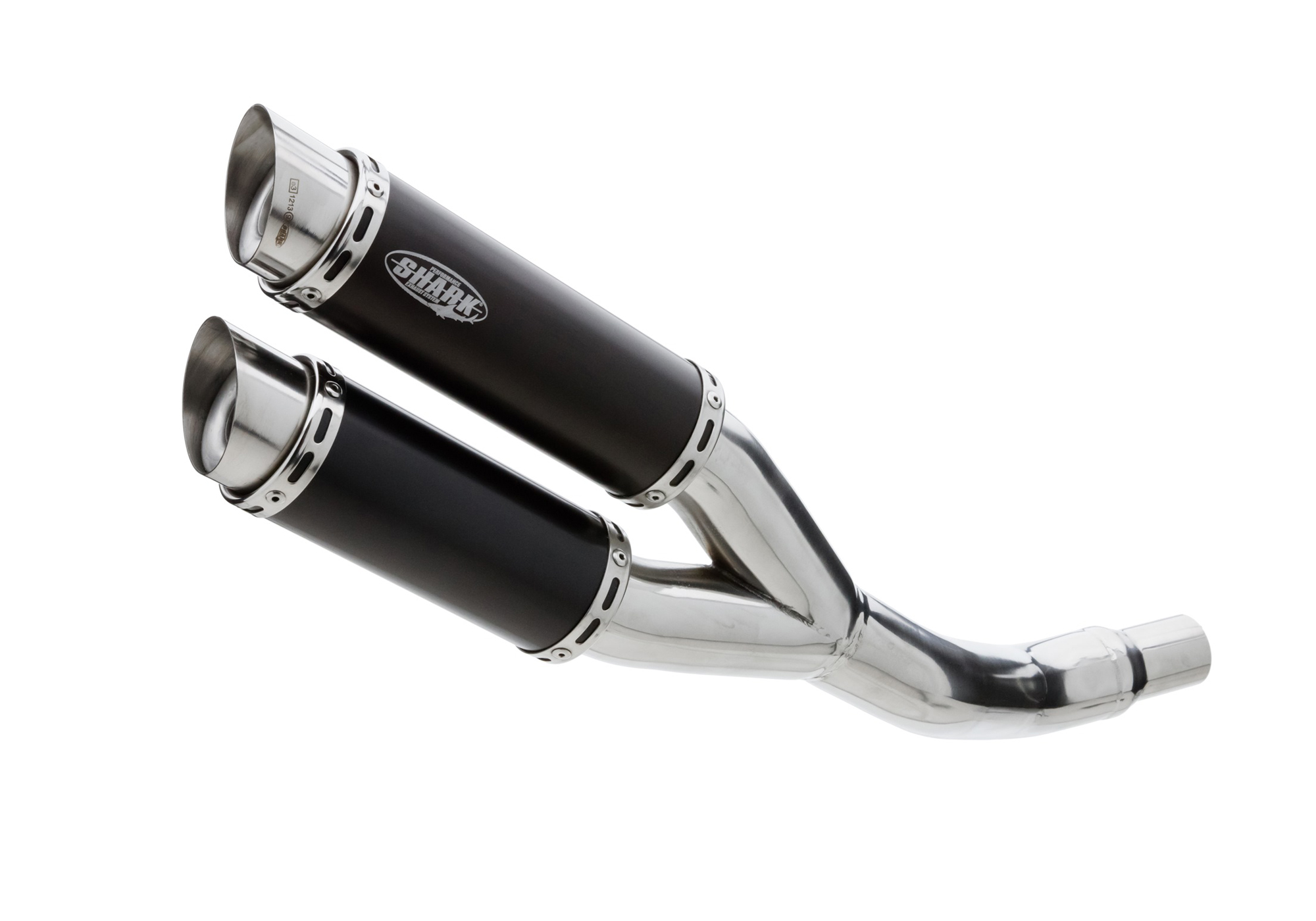 SHARK EXHAUST Track eloxed aluminium black, black