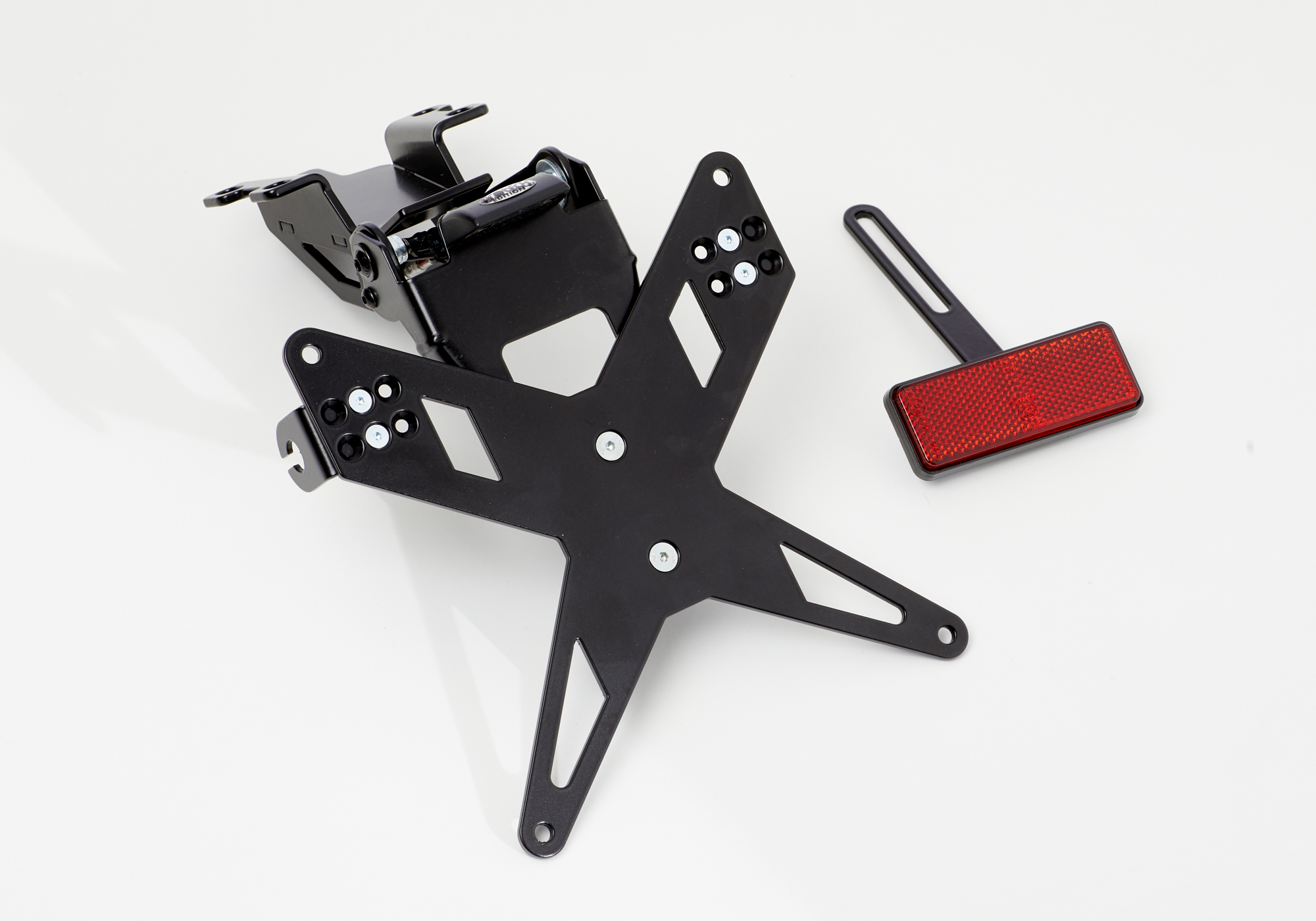 PROTECH license plate holder kit including reflector and plate light stainless steel/powder-coated aluminium black, black