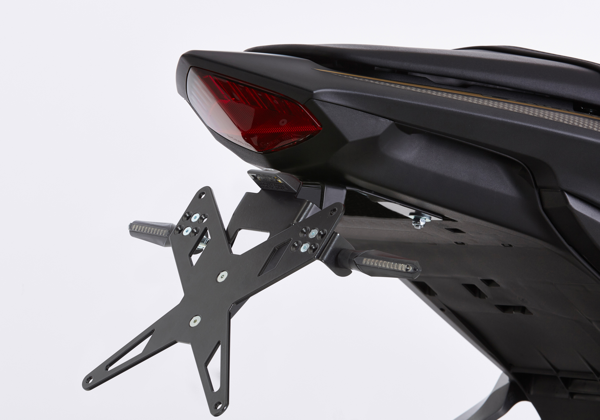 PROTECH license plate holder kit including reflector and plate light stainless steel/powder-coated aluminium black, black