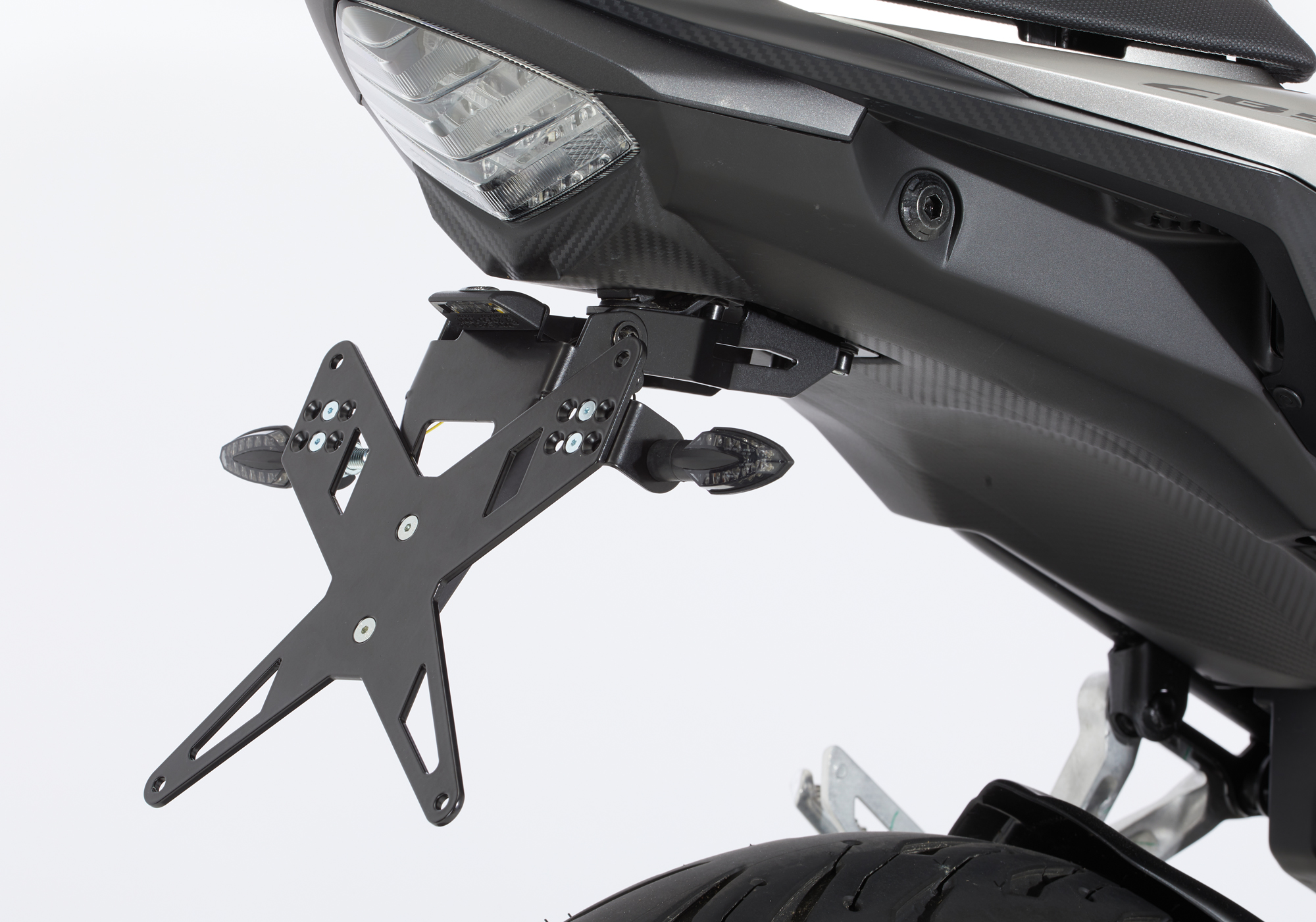 PROTECH license plate holder kit including reflector and plate light stainless steel/powder-coated aluminium black, black