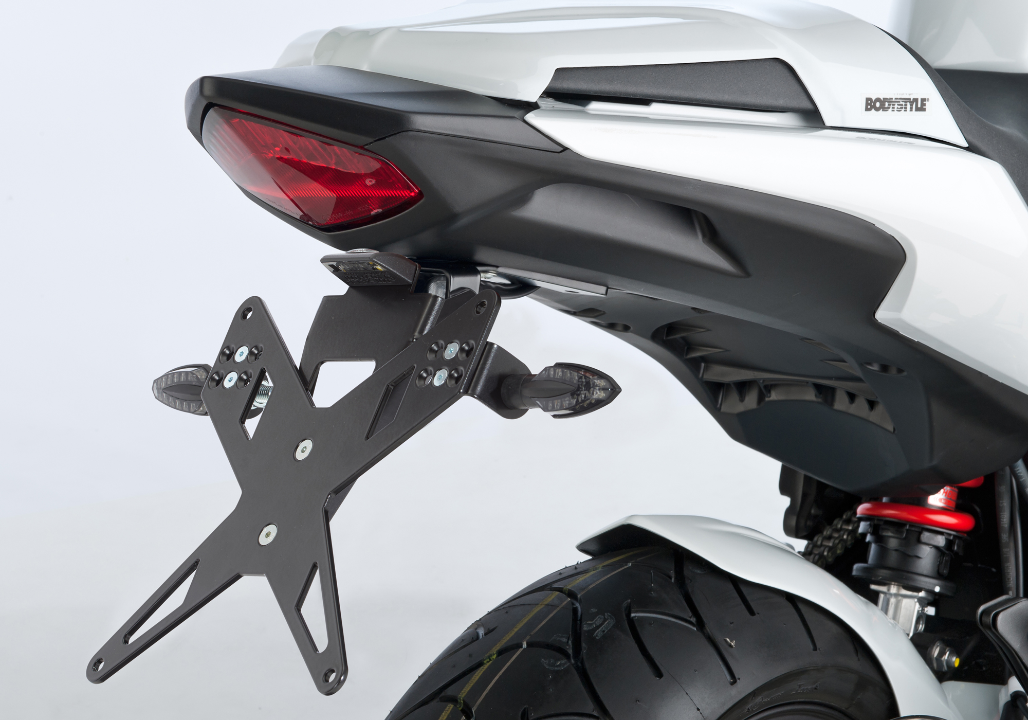 PROTECH license plate holder kit including reflector and plate light stainless steel/powder-coated aluminium black, black