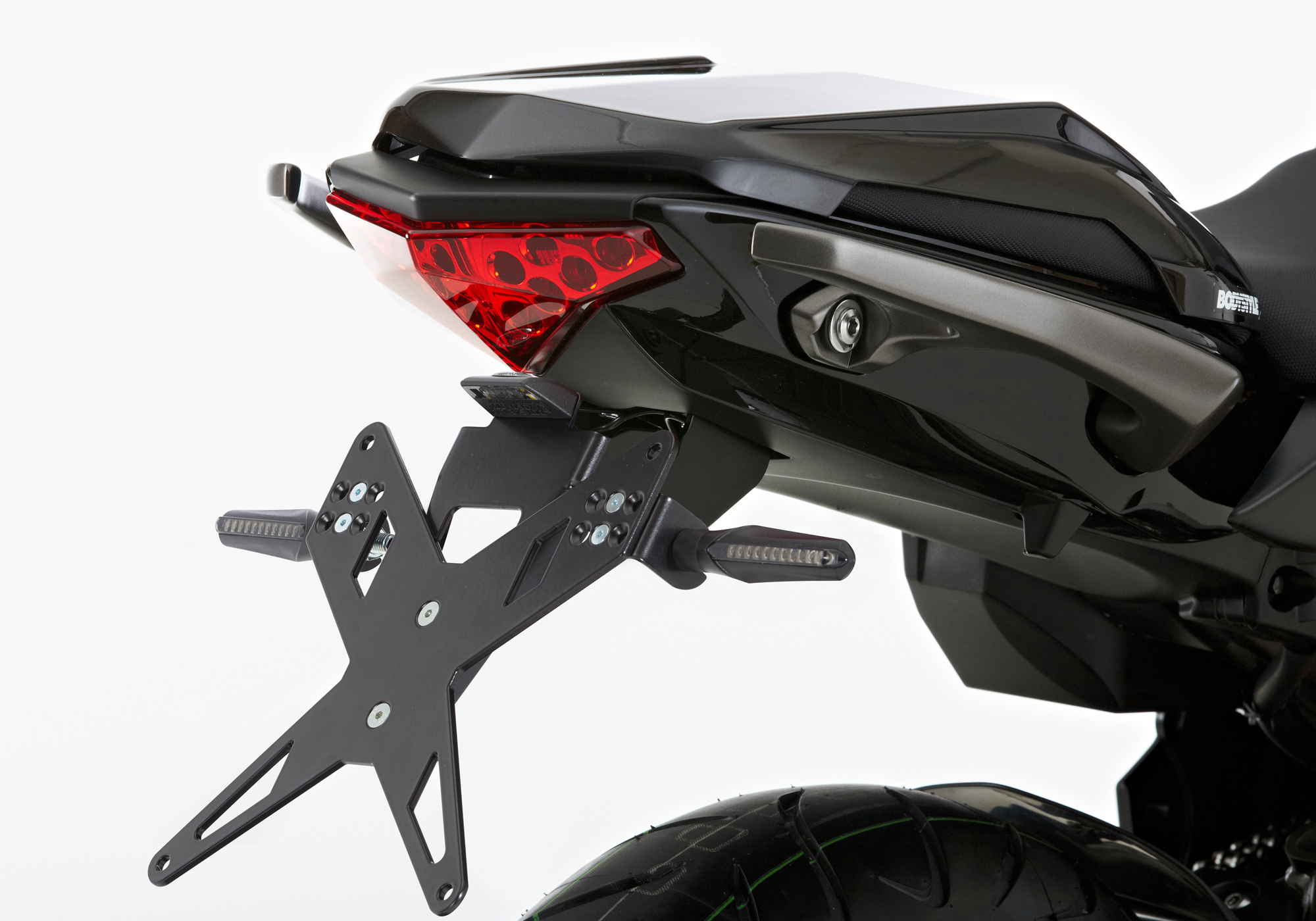 PROTECH license plate holder kit including reflector and plate light stainless steel/powder-coated aluminium black, black