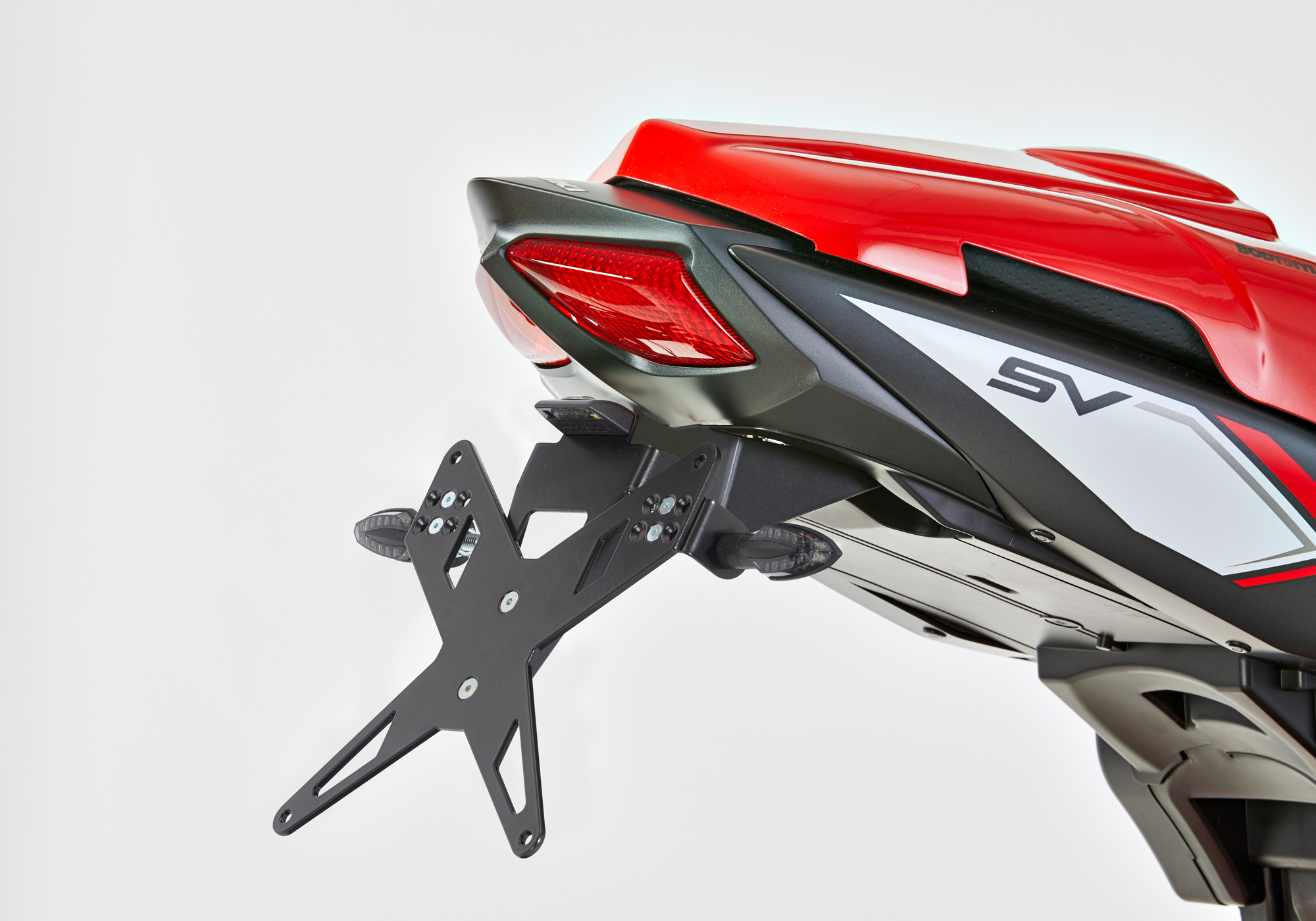 PROTECH license plate holder kit including reflector and plate light stainless steel/powder-coated aluminium black, black