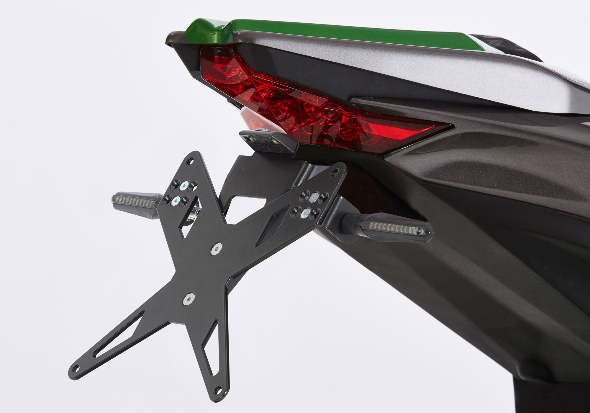 PROTECH license plate holder kit including reflector and plate light stainless steel/powder-coated aluminium black, black
