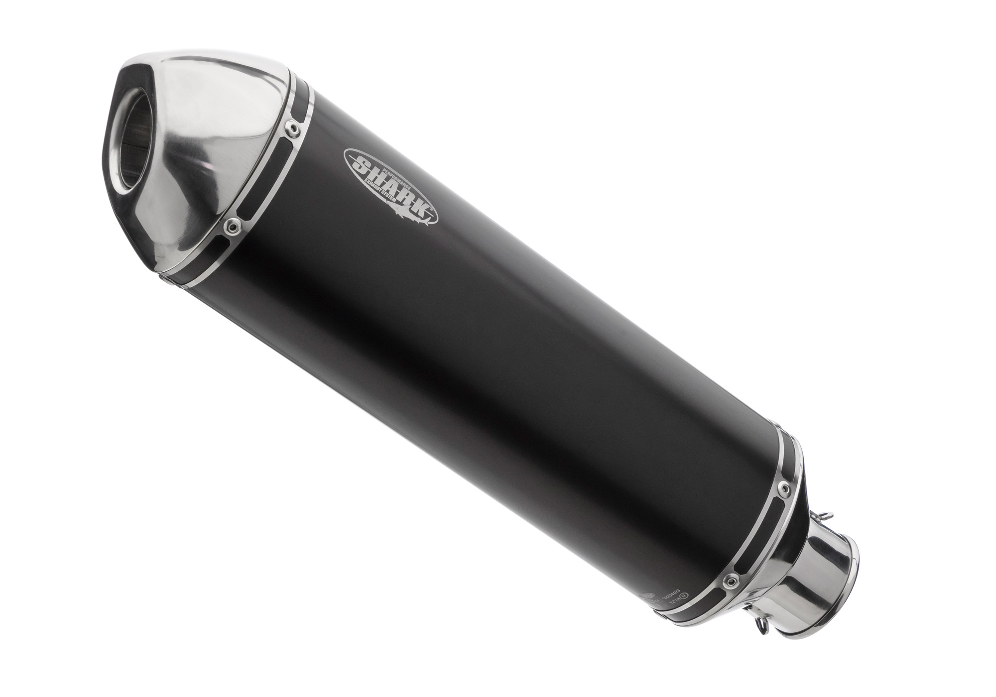 SHARK EXHAUST DSX-5 eloxed aluminium/end cap polished stainless steel black, black