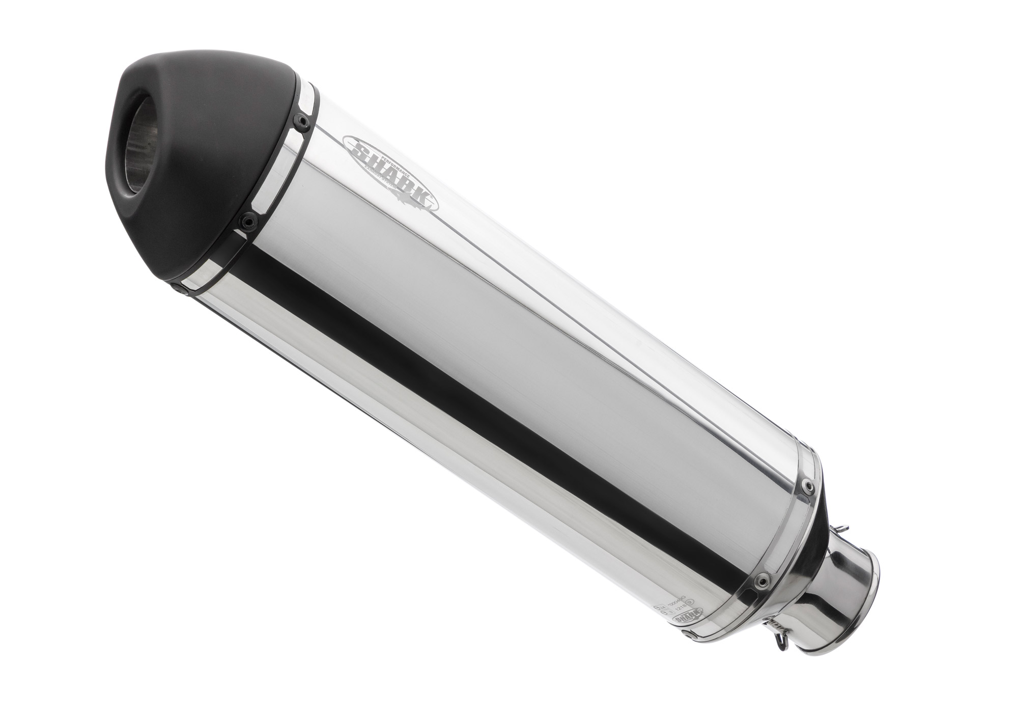 SHARK EXHAUST DSX-5 polished aluminium/end cap coated stainless steel matt black silver, silver