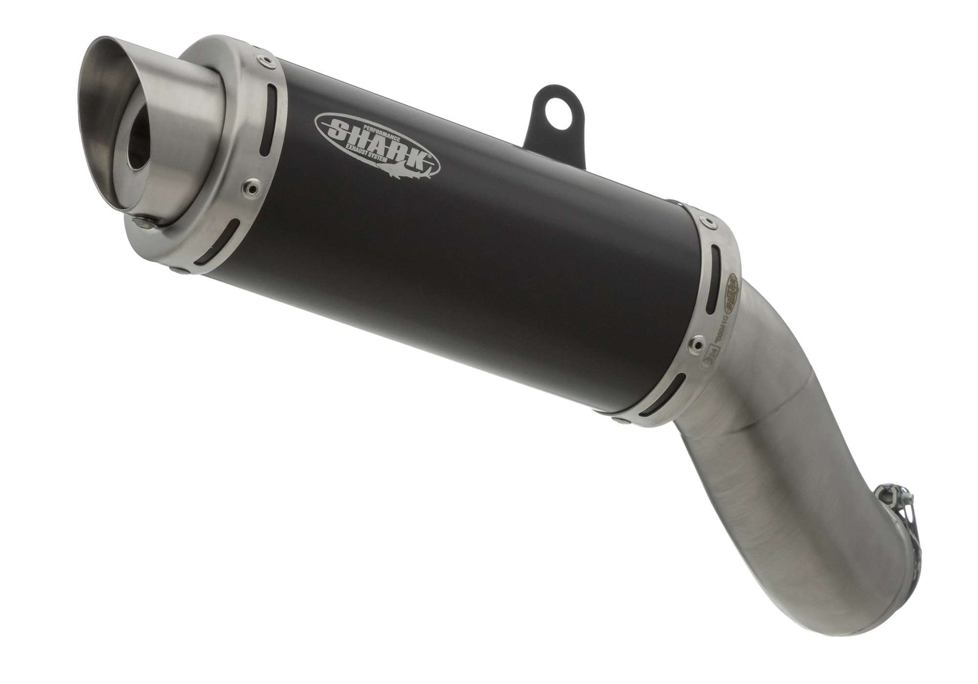 SHARK EXHAUST Factory eloxed aluminium black, black