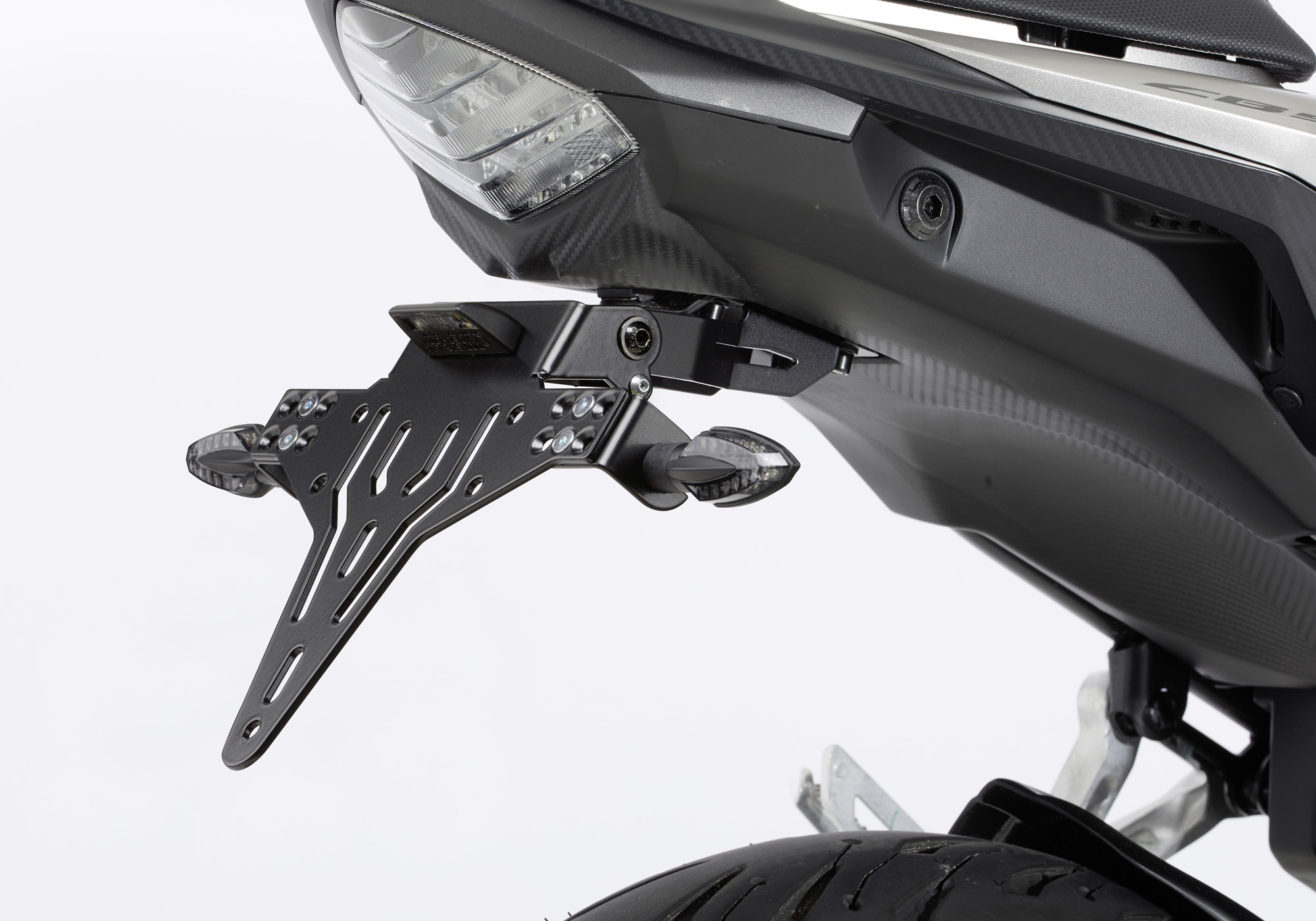 PROTECH license plate holder kit including reflector and plate light powder-coated stainless steel black, black