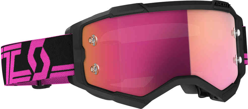 Scott Fury 黑色/粉紅色摩托車護目鏡。