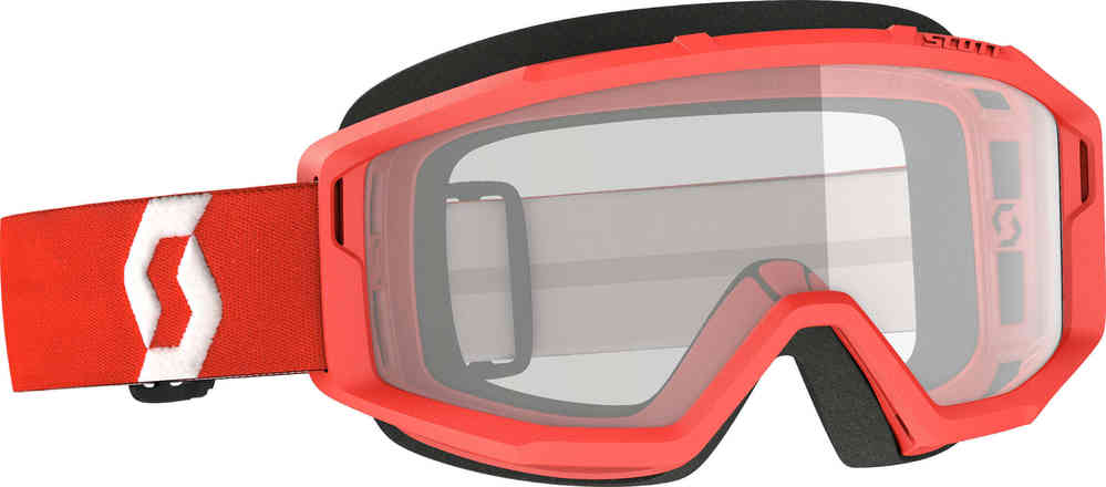 Scott Primal Clear 紅色摩托交叉護目鏡。