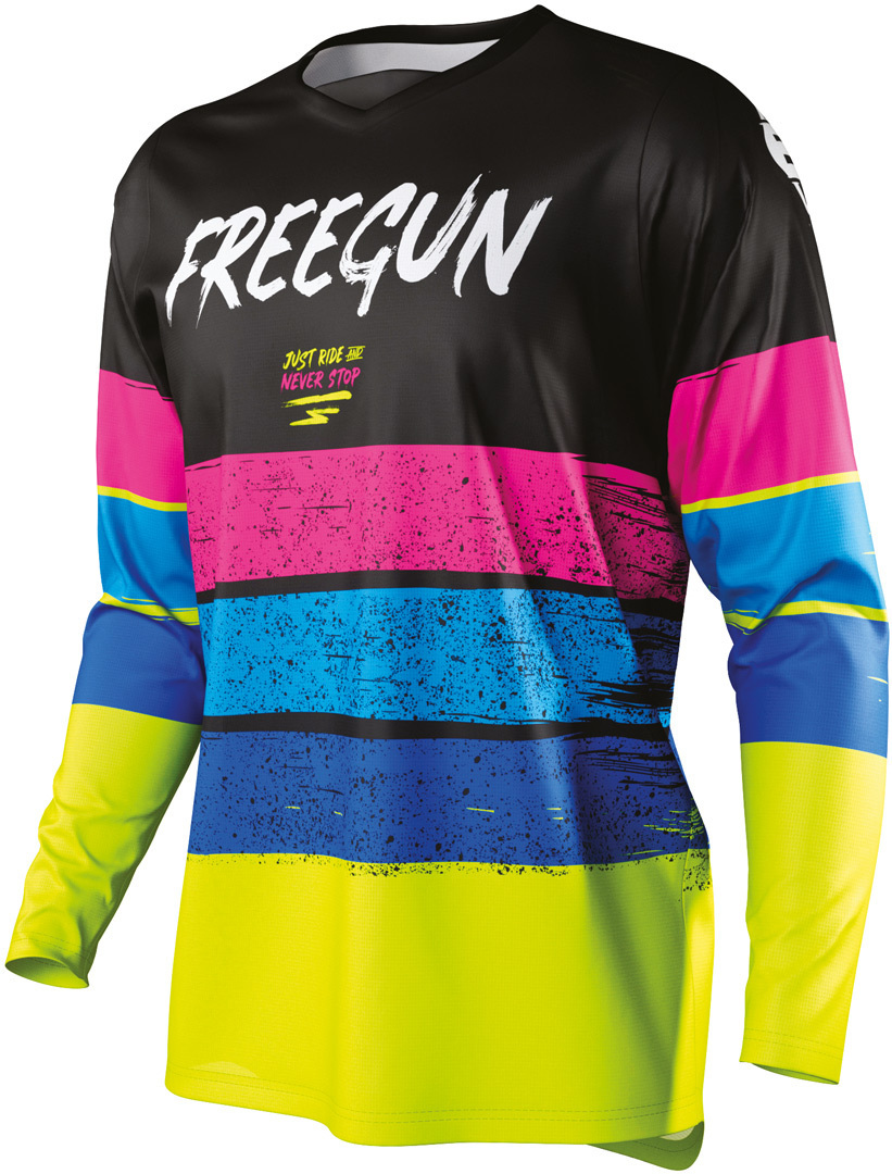 Freegun Devo Stripe Motocross Jersey, blue-yellow, Size 2XL, blue-yellow, Size 2XL