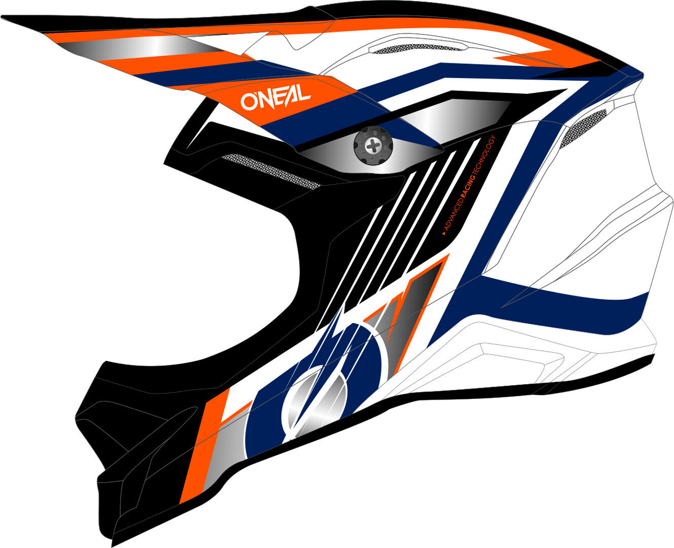 Oneal 3Series Vision Motocross hjälm, svart-vit-orange, storlek XL