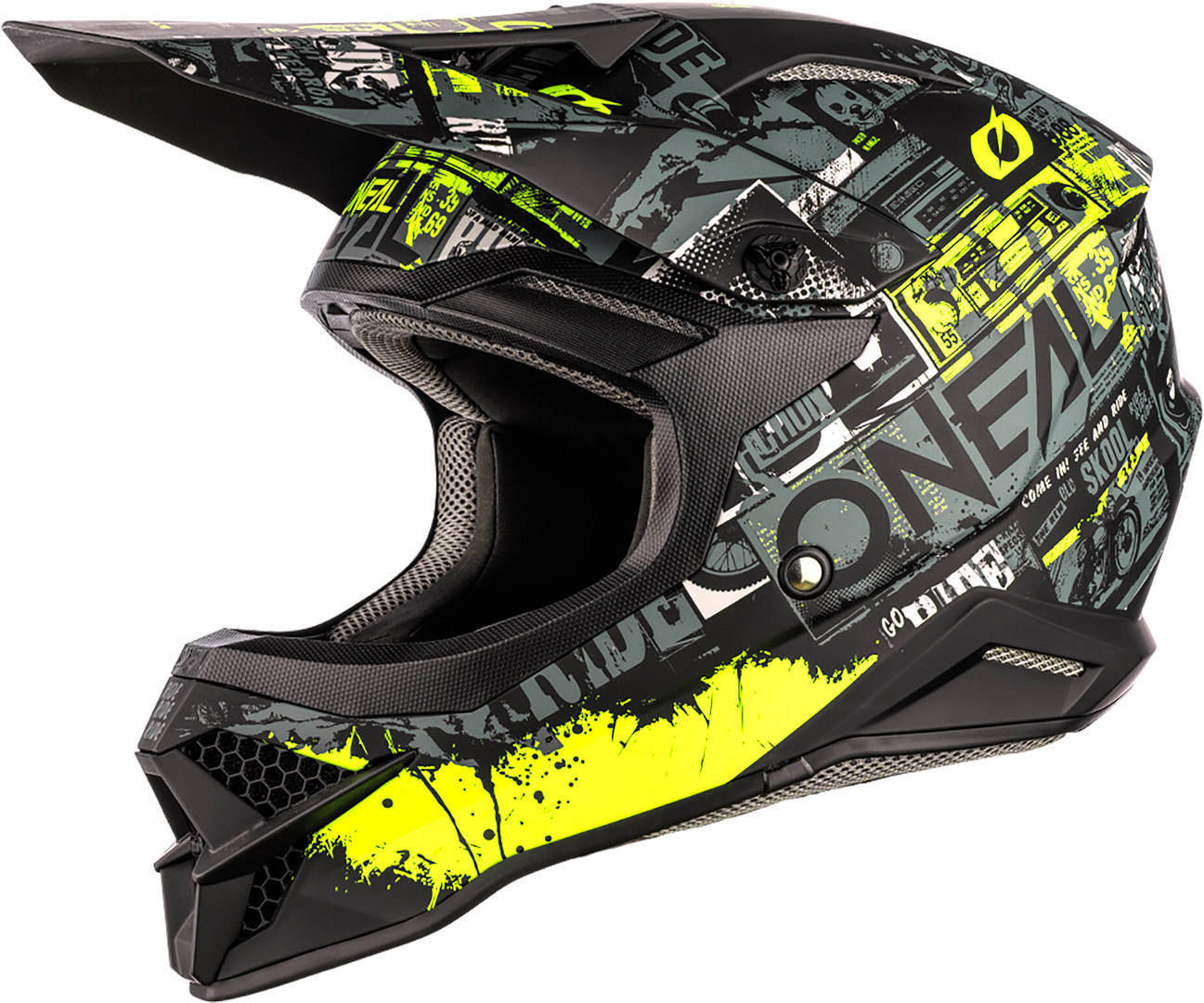 Oneal 3Series Ride Motocross Helmet, black-yellow, Size XS, black-yellow, Size XS
