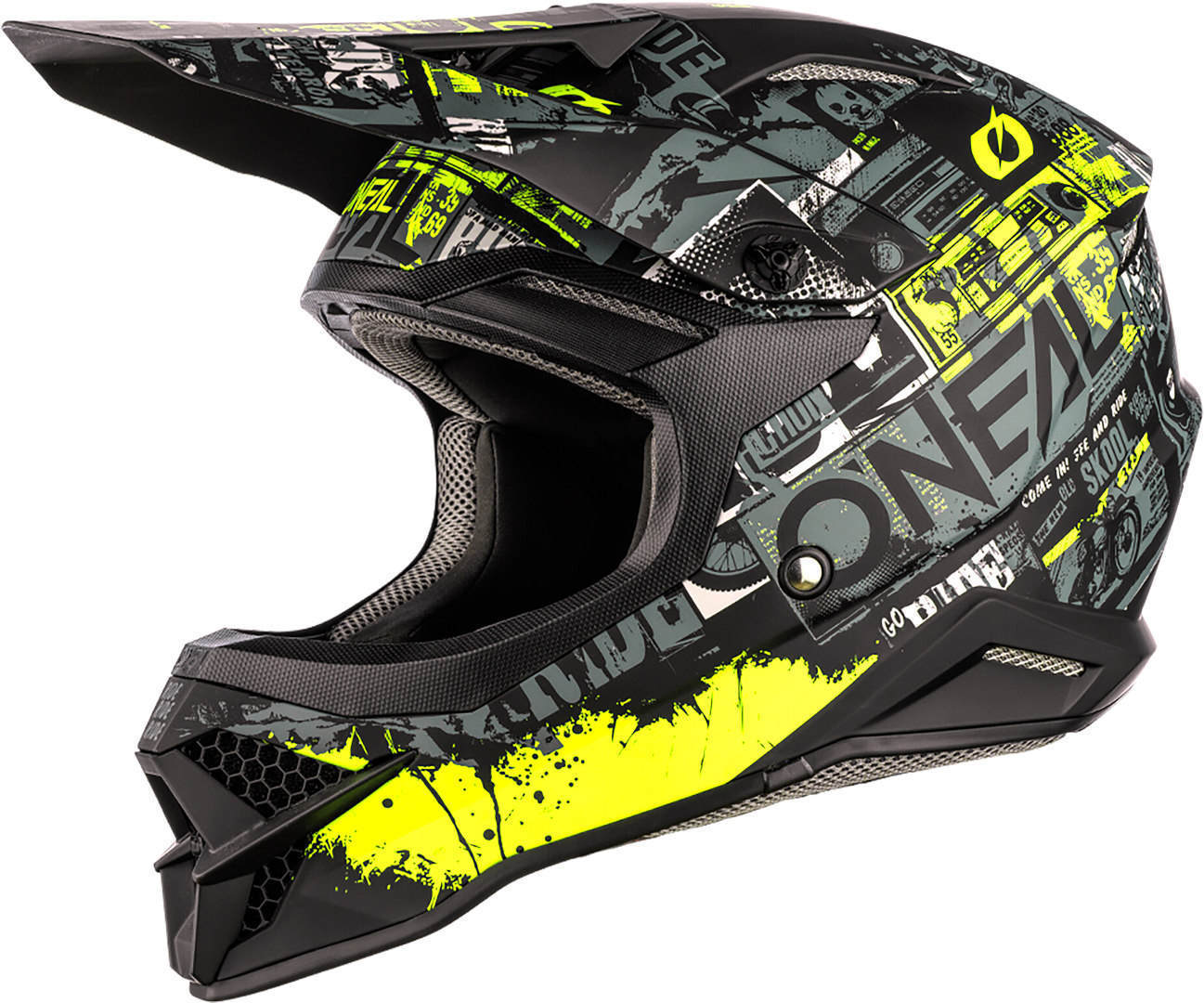 Oneal 3Series Ride Motocross Helm, schwarz-gelb, Größe S, schwarz-gelb, Größe S