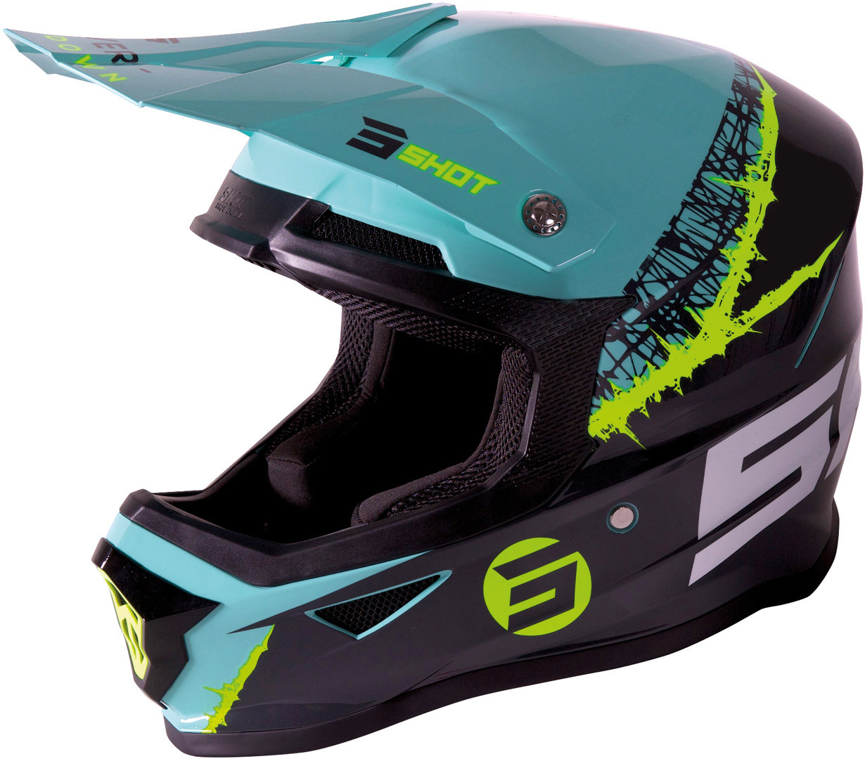 Shot Furious Storm Motocross Helm, schwarz-grün, Größe S, schwarz-grün, Größe S