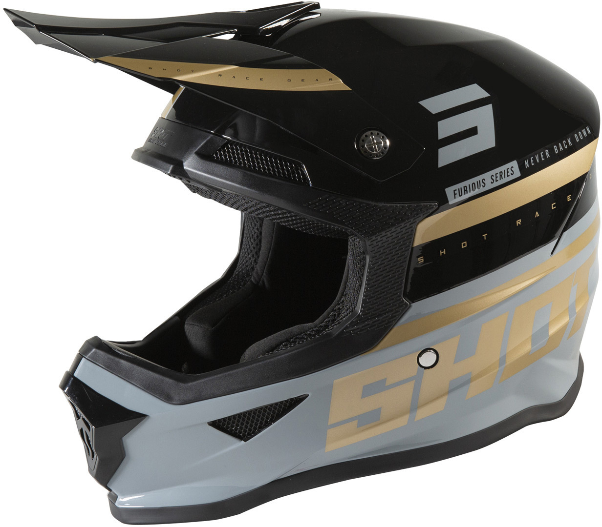 Shot Furious Shining Motocross Helmet, black, Size M, black, Size M