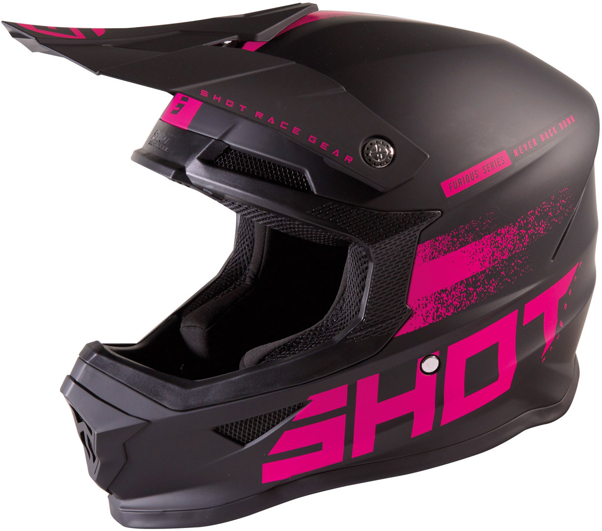Shot Furious Raw 2.0 Motocross Helm, schwarz-pink, Größe L, schwarz-pink, Größe L