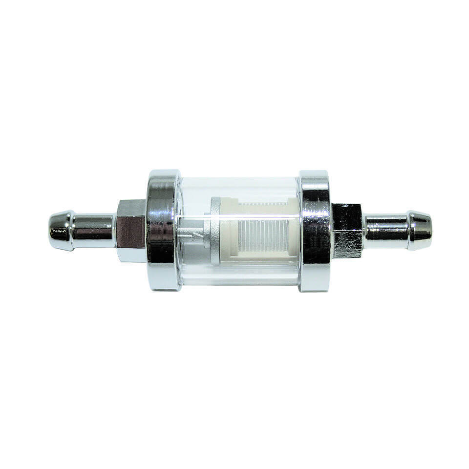 Filtro de gasolina cromo/vidrio, ancho de conexión 8 mm