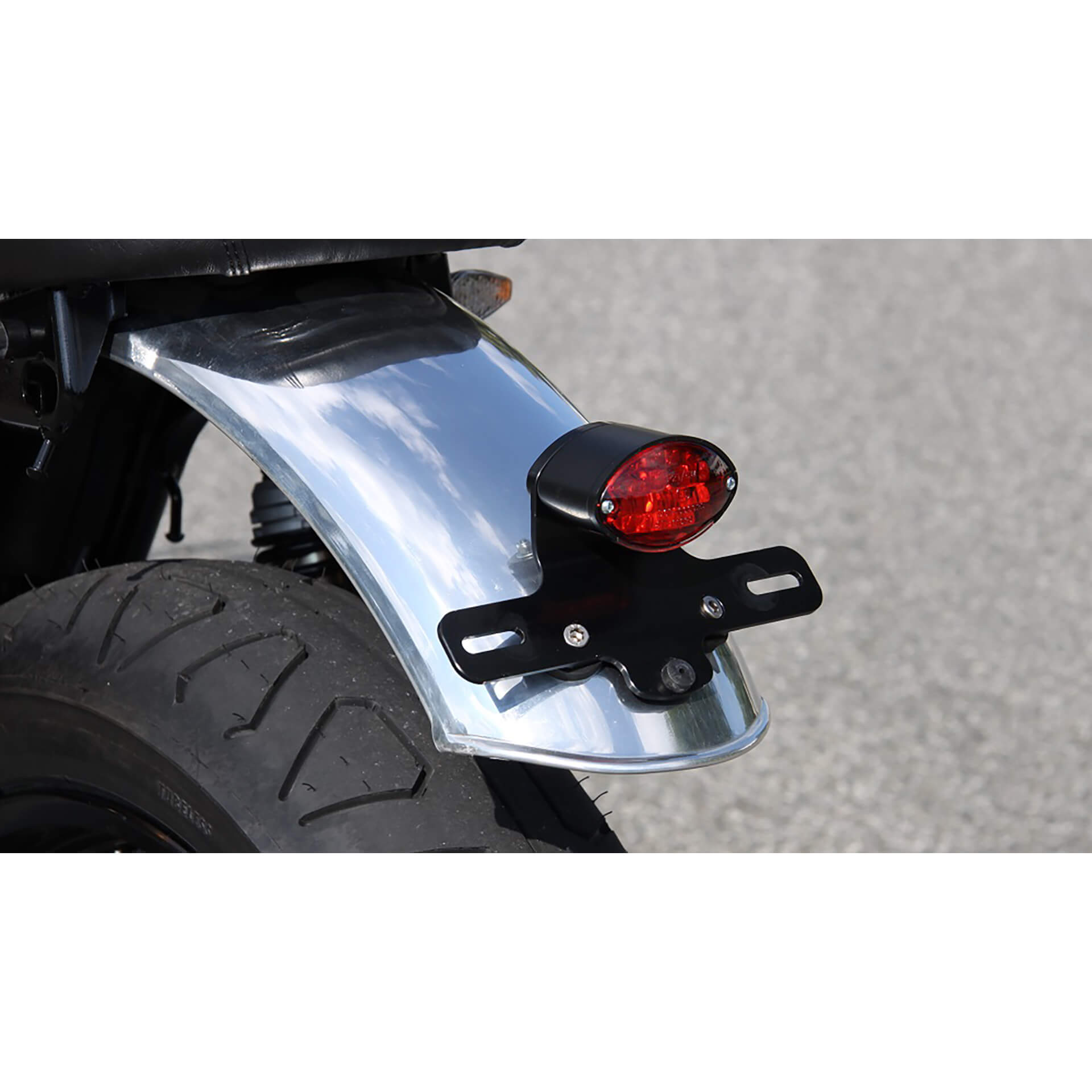 LSL Aluminium fender W650, polished, rear, silver, silver
