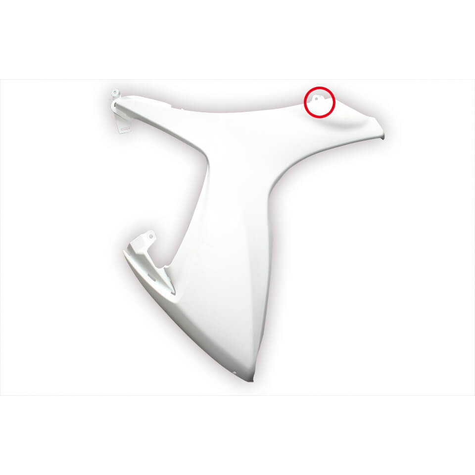 Fairing side part left middle for SUZUKI GSX-R 600/750 2nd choice, one mounting bracket broken off, black-white-orange, black-white-orange
