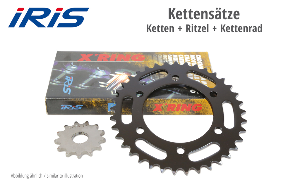 IRIS Kette & ESJOT Räder XR chain set Cagiva Mito 125 00-03, black, black