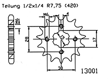 ESJOT Chain pinion, 16 teeth