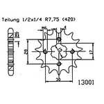 EsJOT Chain pinion, 16 dents