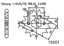 ESJOT Chain pinion, 15 teeth