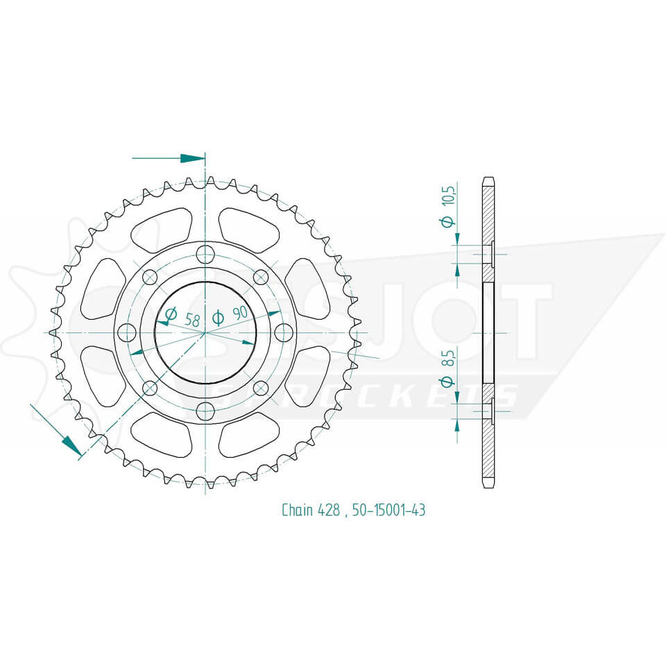 ESJOT Chain wheel, 43 teeth